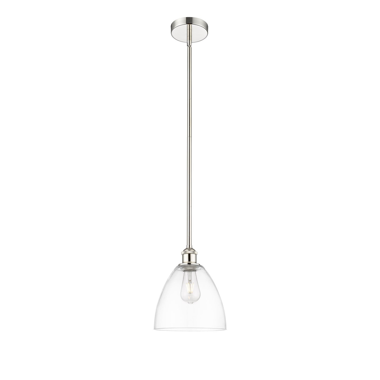 Innovations Bristol 9in 1-Light Mini Pendant | Industrial Polished Nickel Steel and Clear Glass | Kitchen Island & Dining Room | Model 616-1S-PN-GBD-92