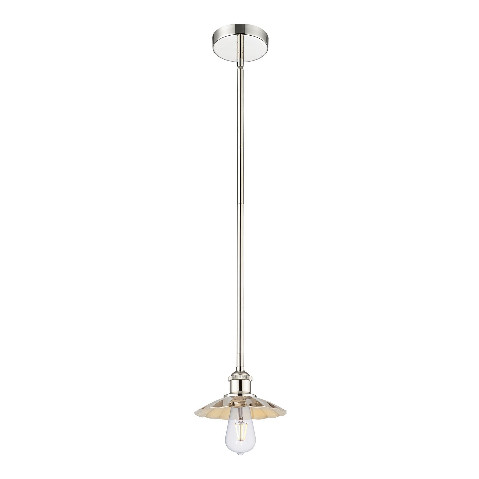 Innovations Scallop 8in 1-Light Mini Pendant | Industrial Polished Nickel Steel and Cast Brass with Polished Nickel Metal Shade | Model 616-1S-PN-M17-PN