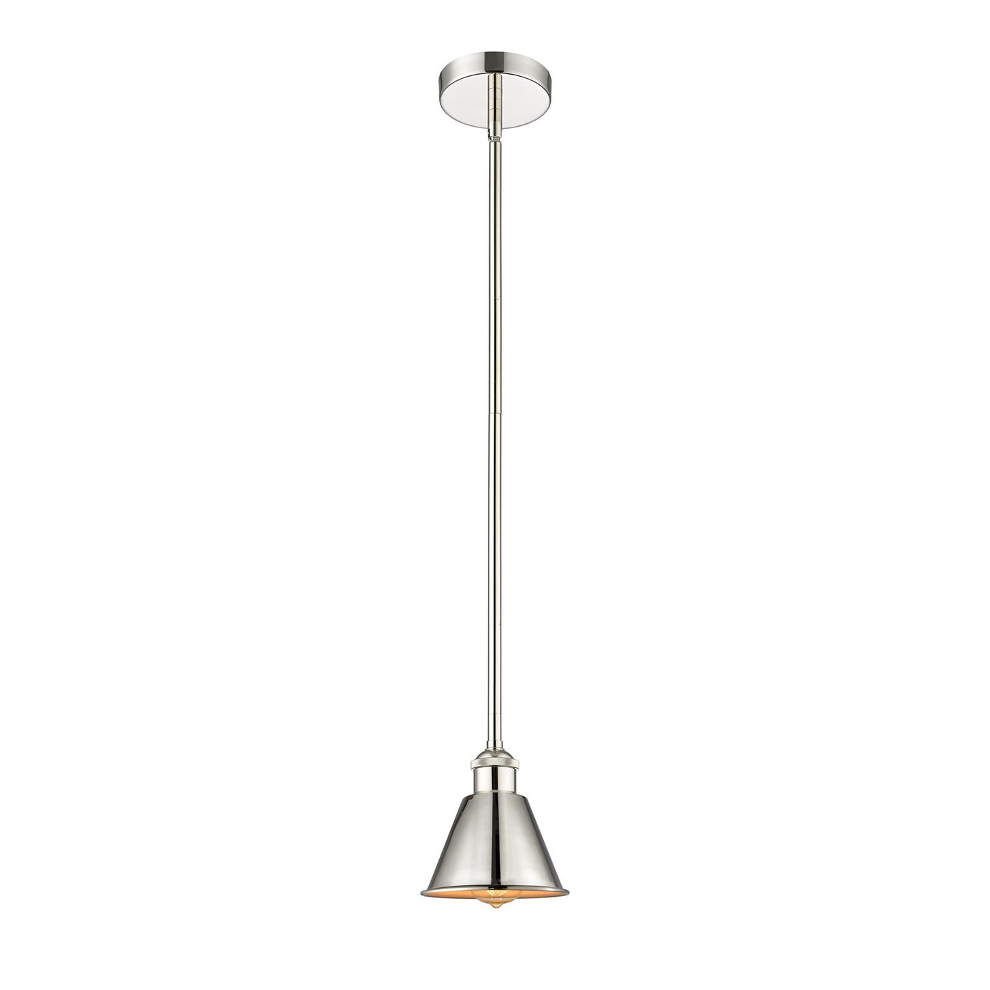 Innovations Smithfield 7in 1-Light Mini Pendant | Industrial Farmhouse Polished Nickel Steel and Cast Brass Metal Shade | Kitchen | Model 616-1S-PN-M8-LED