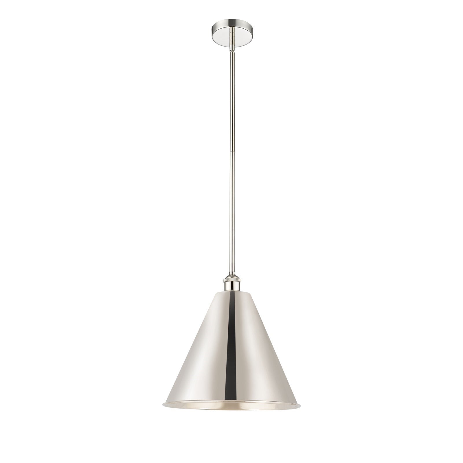 Innovations Berkshire 16in 1-Light Mini Pendant | Industrial Farmhouse Polished Nickel Steel and Metal Shade | Kitchen | Model 616-1S-PN-MBC-16-PN-LED