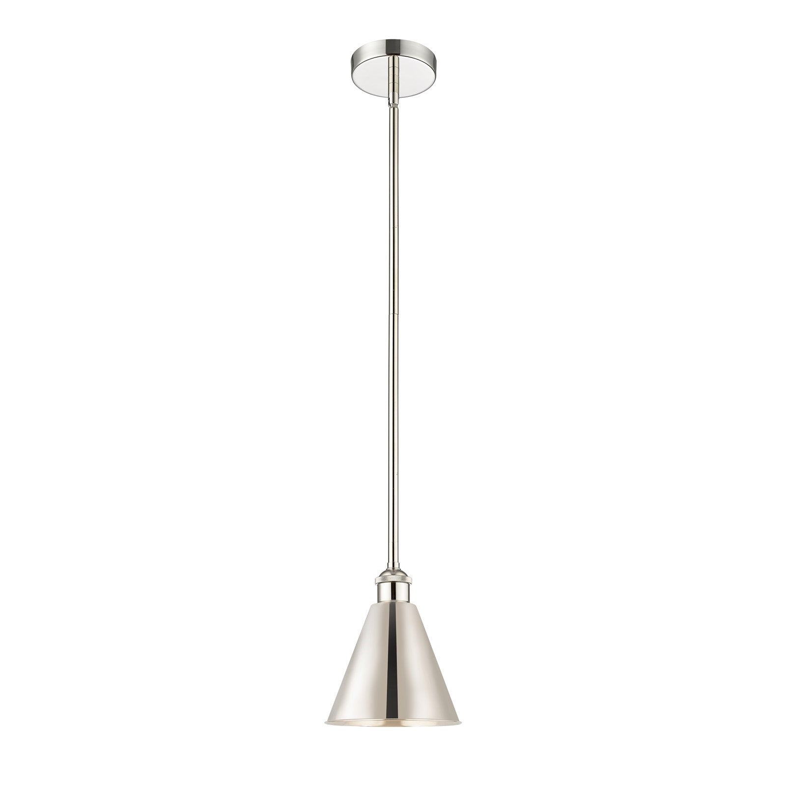 Innovations Berkshire 8in 1-Light Mini Pendant | Industrial Polished Nickel Steel and Cast Brass | Kitchen Island & Dining | Model 616-1S-PN-MBC-8-PN-LED