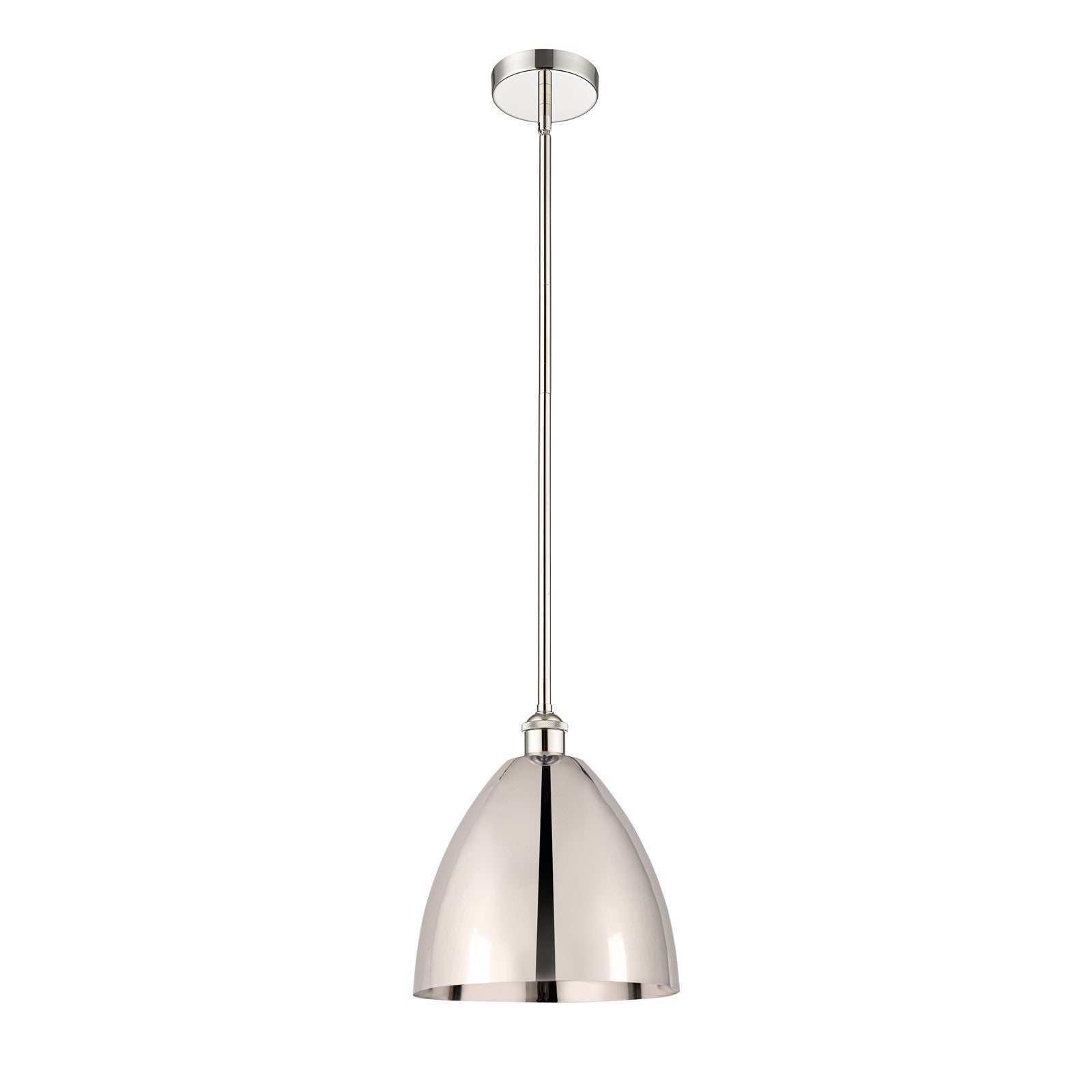 Innovations Bristol 12in 1-Light Mini Pendant | Industrial Farmhouse Polished Nickel Steel and Metal Shade | Kitchen Island & | Model 616-1S-PN-MBD-12-PN