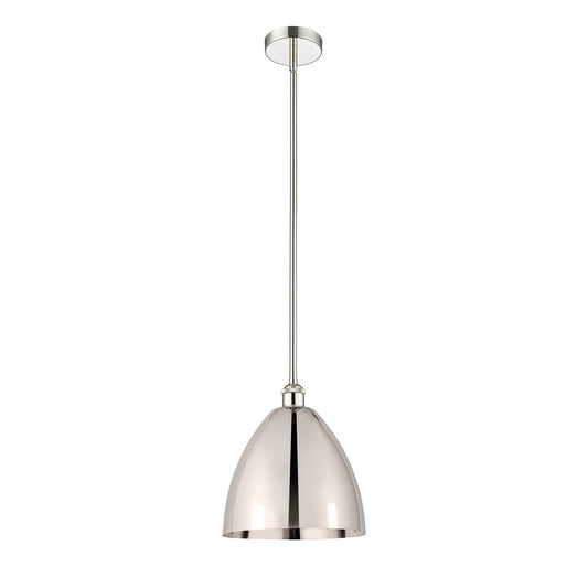 Innovations Bristol 12in 1-Light Mini Pendant | Industrial Farmhouse Polished Nickel Steel and Metal Shade | Kitchen | Model 616-1S-PN-MBD-12-PN-LED