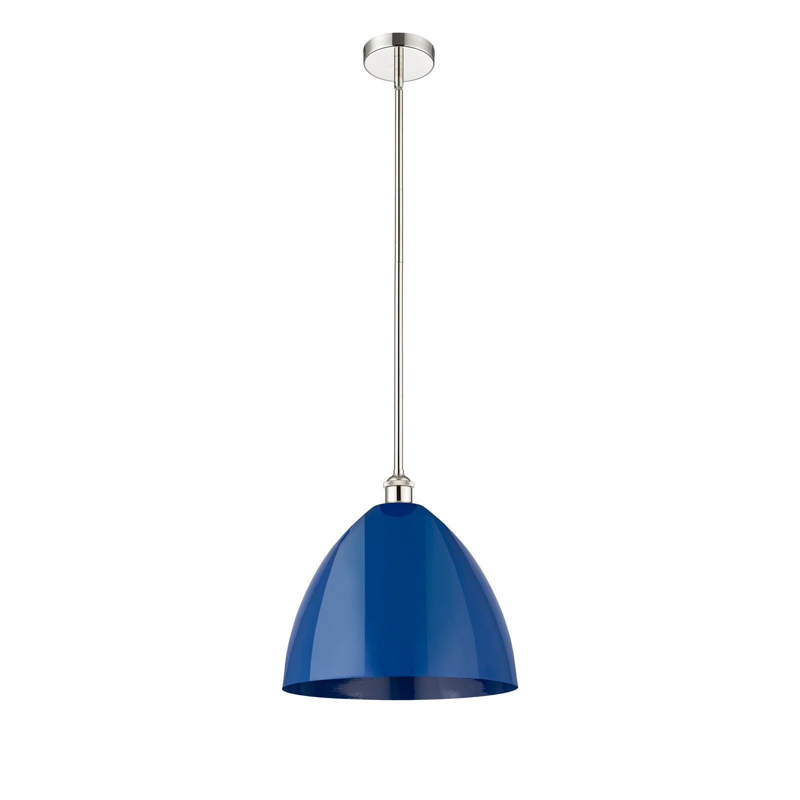 Innovations Plymouth 16in 1-Light Mini Pendant | Industrial Polished Nickel and Matte Blue Metal | Kitchen Island & Dining | Model 616-1S-PN-MBD-16-BL