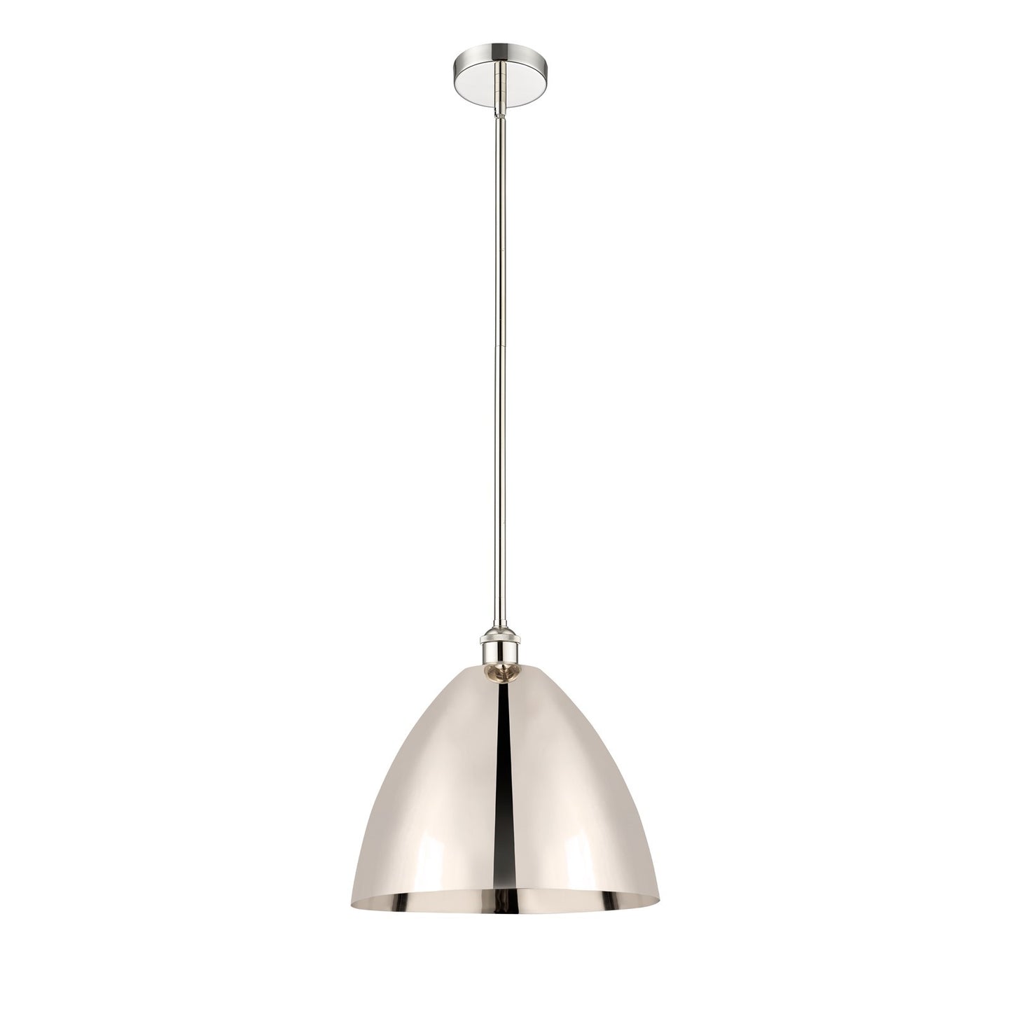 Innovations Bristol 16in 1-Light Mini Pendant | Industrial Farmhouse Polished Nickel Steel and Metal Shade | Kitchen | Model 616-1S-PN-MBD-16-PN-LED