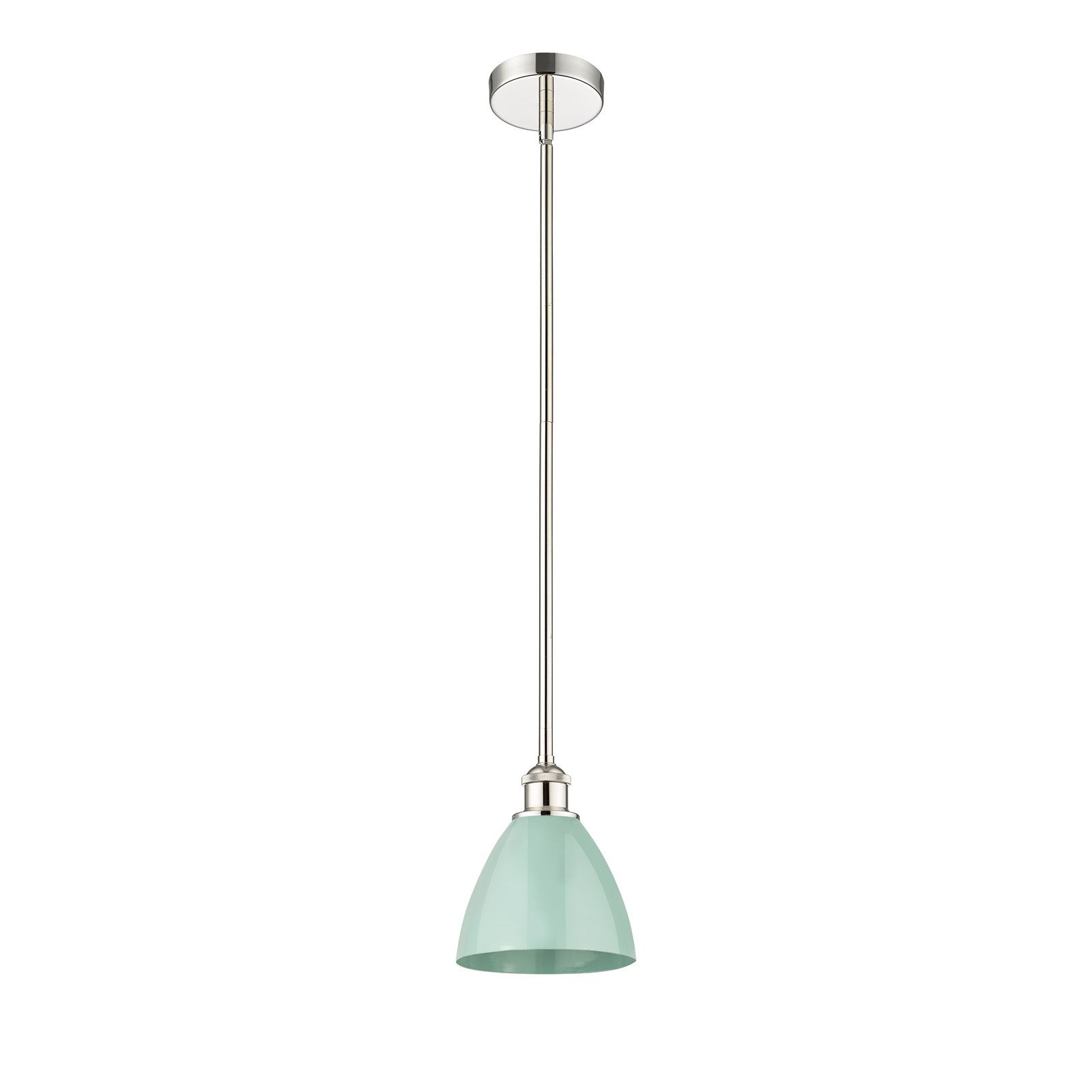 Innovations Plymouth 8in 1-Light Mini Pendant | Industrial Polished Nickel and Matte Seafoam Metal | Kitchen Island & Dining | Model 616-1S-PN-MBD-75-SF