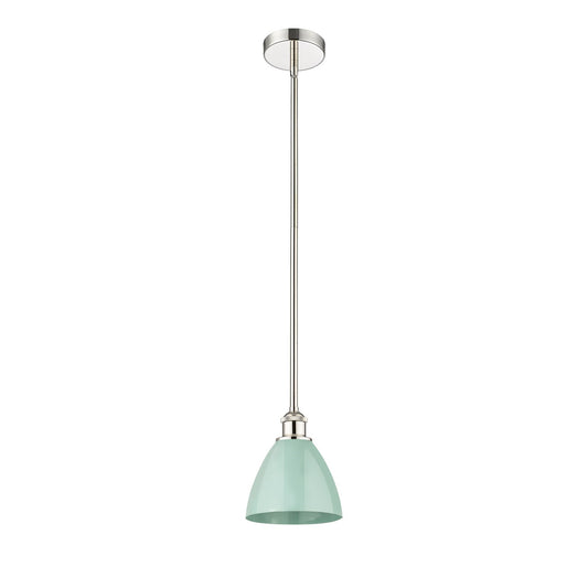 Innovations Plymouth 8in 1-Light Mini Pendant | Industrial Polished Nickel and Matte Seafoam Metal | Kitchen Island & Dining | Model 616-1S-PN-MBD-75-SF
