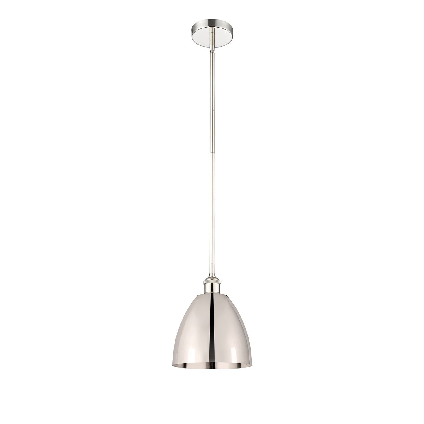 Innovations Bristol 9in 1-Light Mini Pendant | Industrial Farmhouse Polished Nickel Steel and Metal Shade | Kitchen Island & | Model 616-1S-PN-MBD-9-PN
