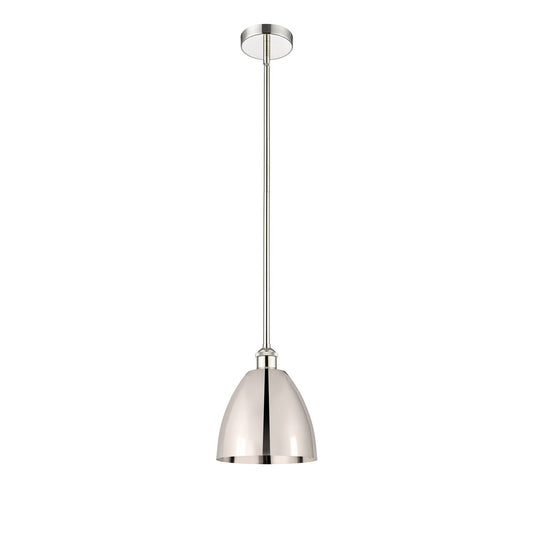 Innovations Bristol 9in 1-Light Mini Pendant | Industrial Farmhouse Polished Nickel Steel and Metal Shade | Kitchen Island & | Model 616-1S-PN-MBD-9-PN