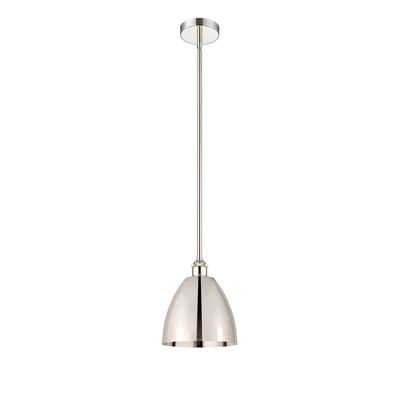 Innovations Bristol 9in 1-Light Mini Pendant | Industrial Farmhouse Polished Nickel Steel and Metal Shade | Kitchen Island | Model 616-1S-PN-MBD-9-PN-LED