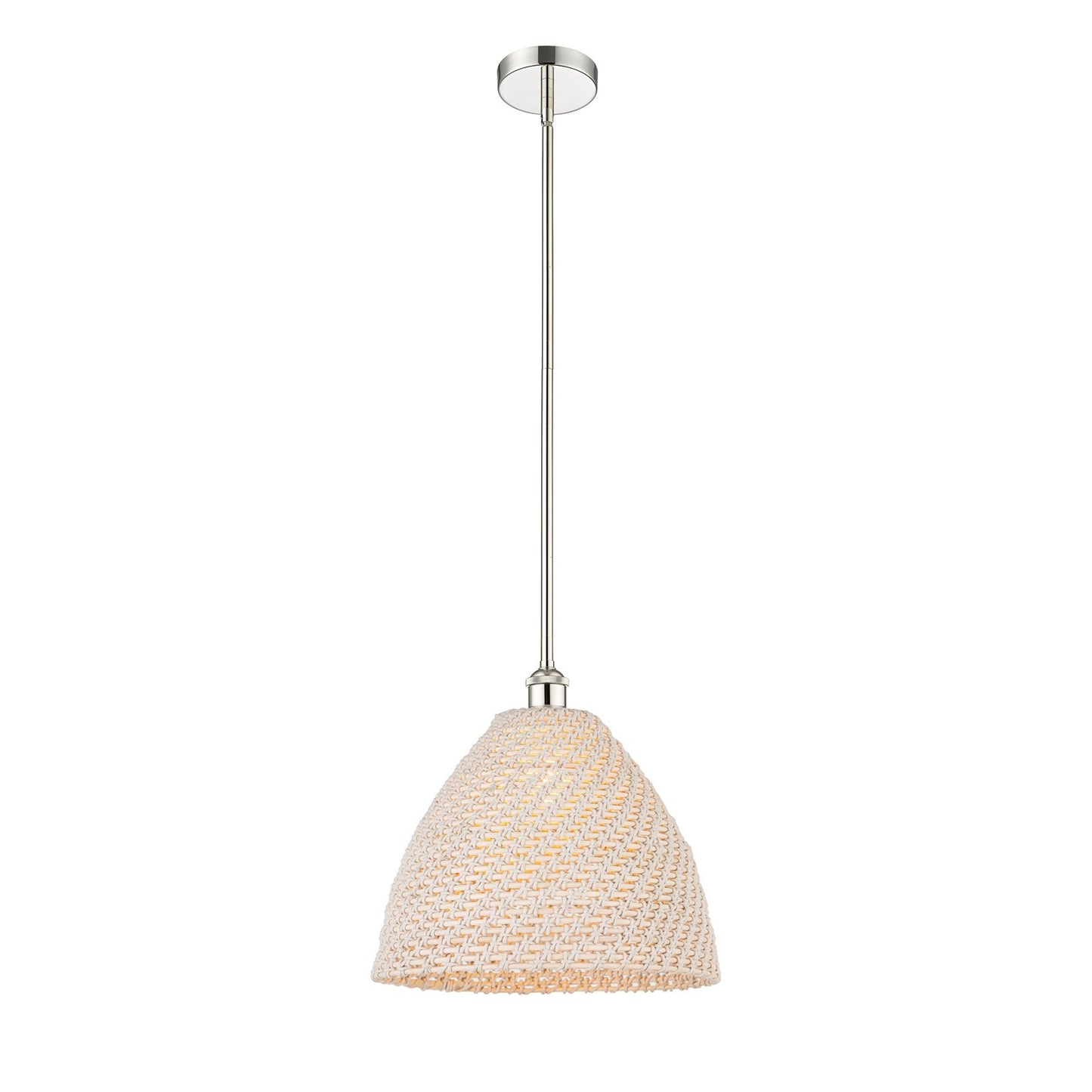 Innovations Bristol Natural 16in 1-Light Mini Pendant | Polished Nickel Steel and Natural Fiber Dome | Kitchen Island & | Model 616-1S-PN-NBD-16-NAT