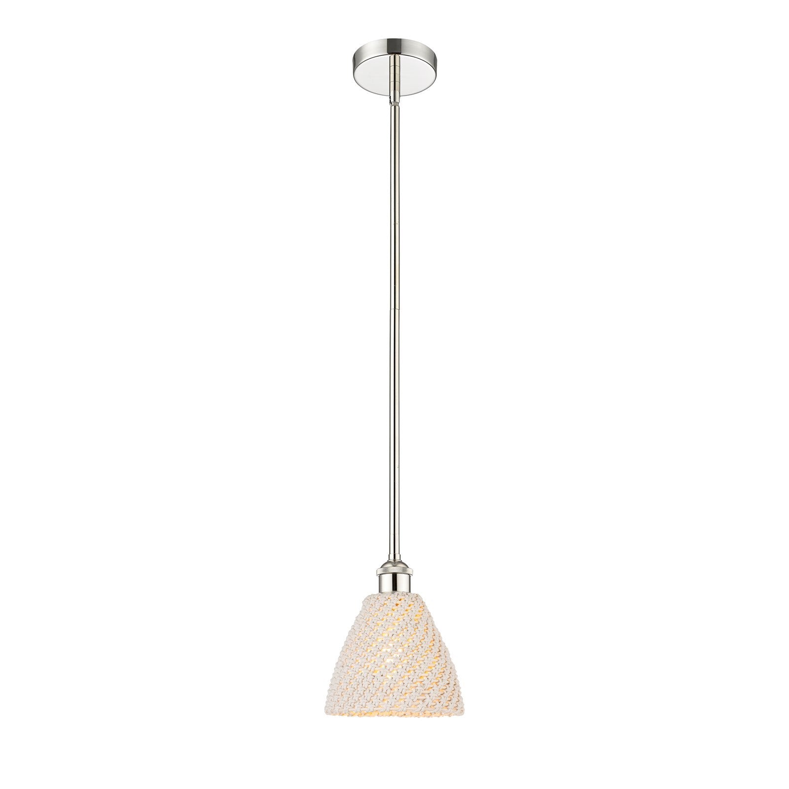 Innovations Bristol Natural 7.5in 1-Light Mini Pendant | Farmhouse Polished Nickel and Natural Fiber Dome Shade | Kitchen | Model 616-1S-PN-NBD-75-NAT
