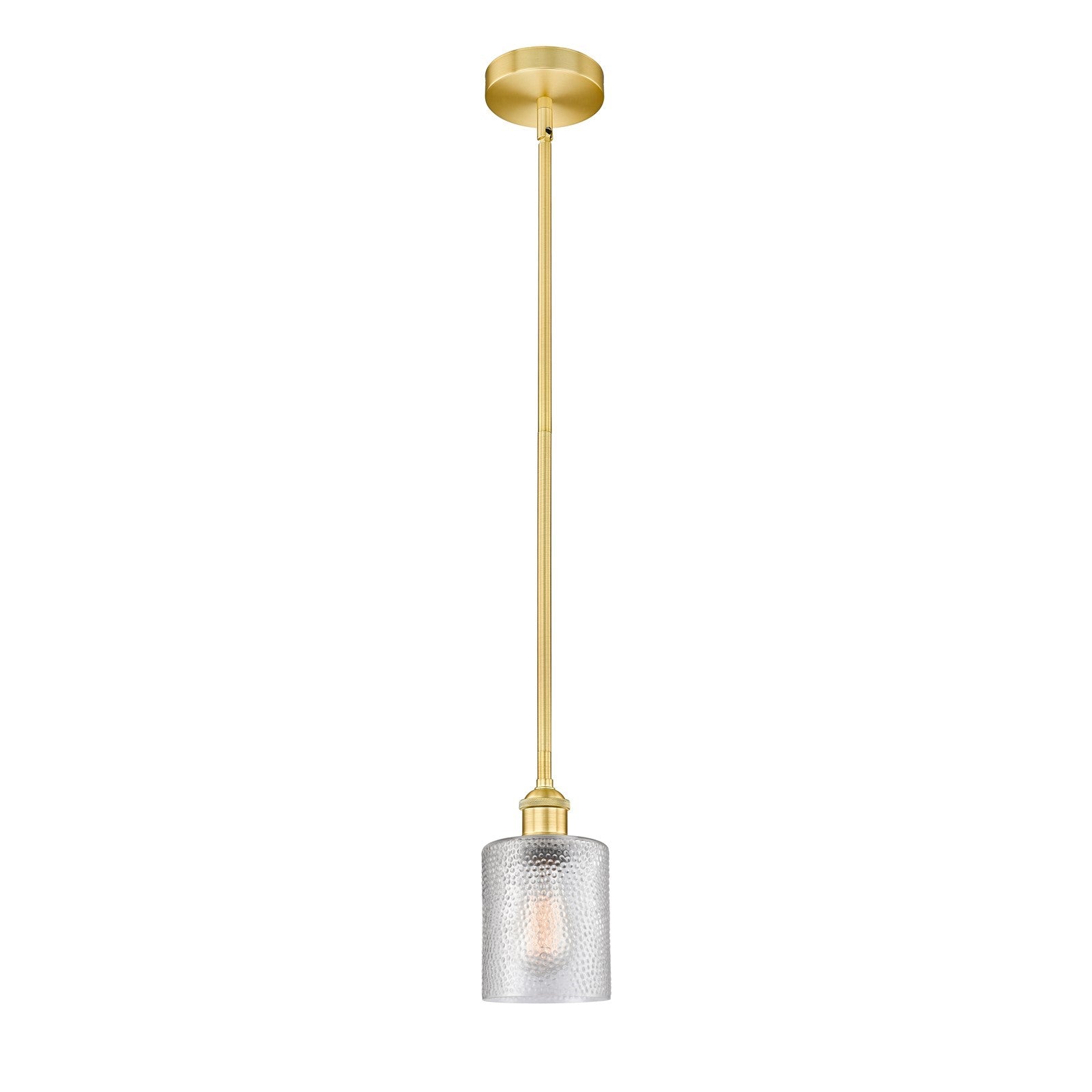 Innovations Cobbleskill 5in 1-Light Mini Pendant | Industrial Satin Gold Steel and Clear Glass | Kitchen Island & Dining Room | 5 x | Model 616-1S-SG-G112