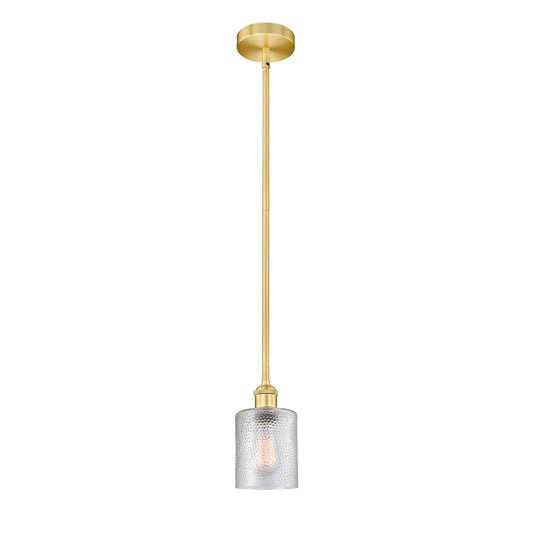 Innovations Cobbleskill 5in 1-Light Mini Pendant | Industrial Satin Gold Steel and Clear Glass | Kitchen Island & Dining Room | Model 616-1S-SG-G112-LED