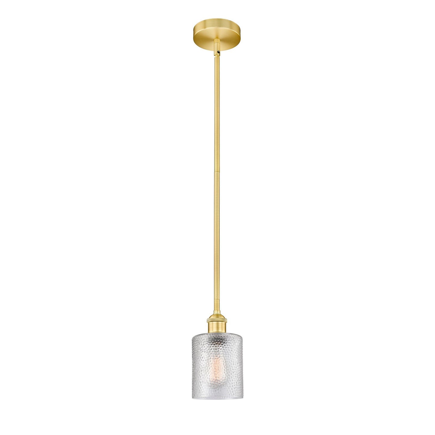 Innovations Cobbleskill 5in 1-Light Mini Pendant | Industrial Satin Gold Steel and Clear Glass | Kitchen Island & Dining Room | Model 616-1S-SG-G112-LED
