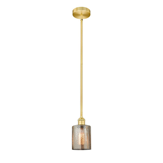 Innovations Cobbleskill 5in 1-Light Mini Pendant | Industrial Satin Gold Steel and Mercury Glass | Kitchen Island & Dining Room | 5 | Model 616-1S-SG-G116