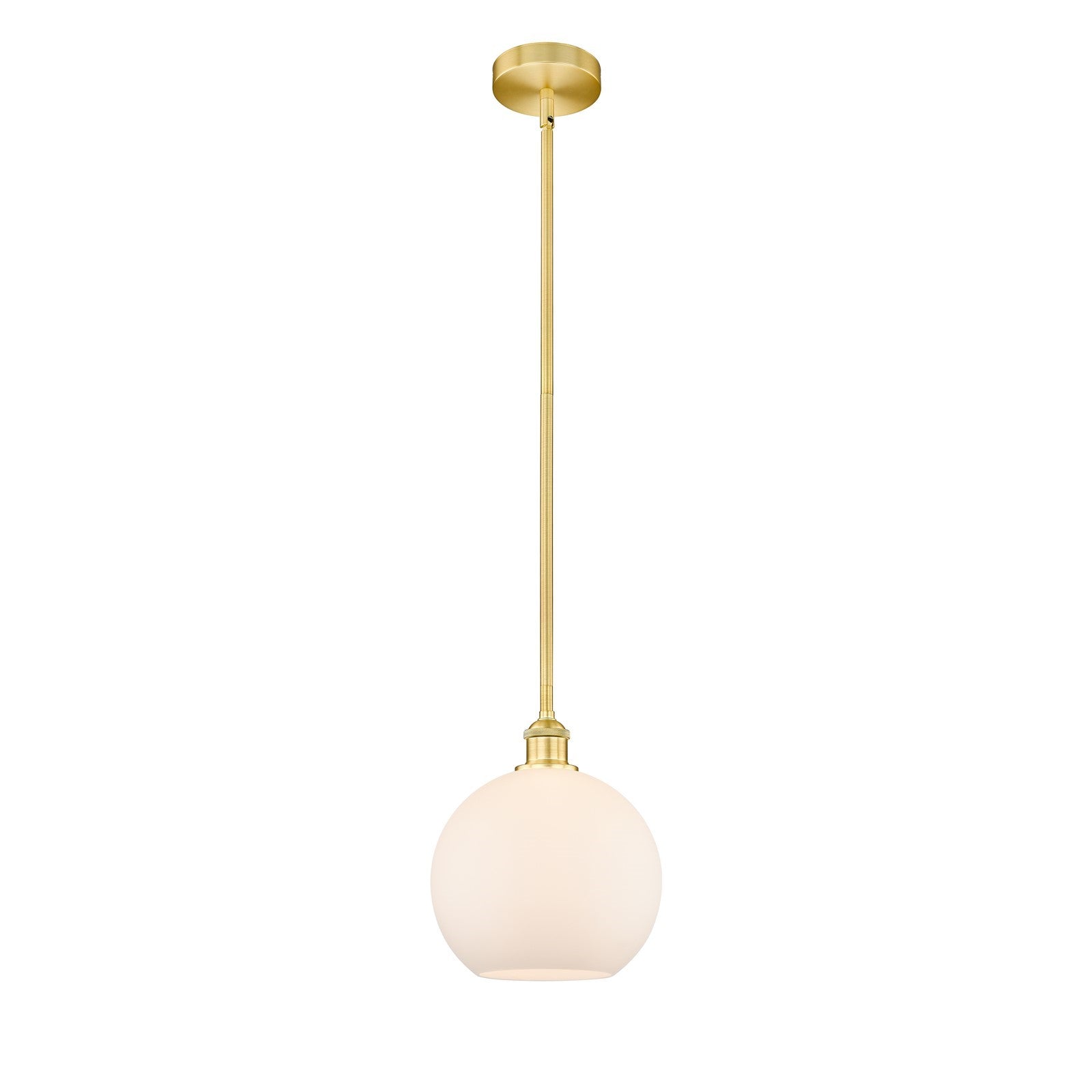 Innovations Athens 10in 1-Light Mini Pendant | Industrial Satin Gold Steel and Matte White Glass | Kitchen Island & Dining | Model 616-1S-SG-G121-10-LED