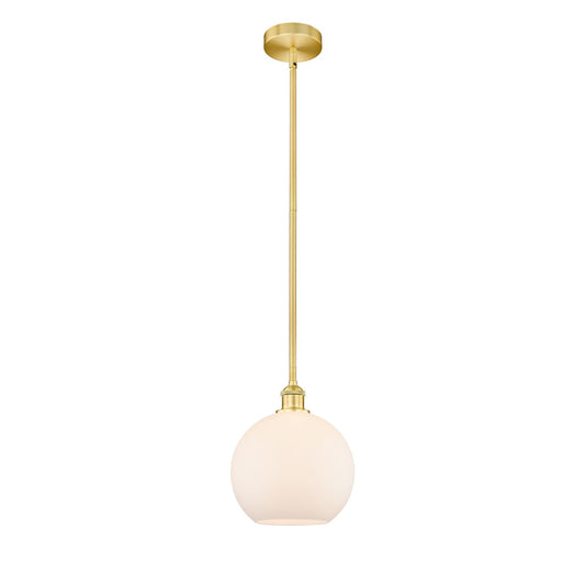 Innovations Athens 10in 1-Light Mini Pendant | Industrial Satin Gold Steel and Matte White Glass | Kitchen Island & Dining | Model 616-1S-SG-G121-10-LED