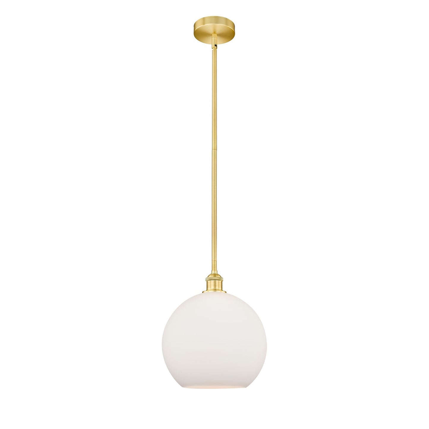 Innovations Athens 12in 1-Light Mini Pendant | Industrial Satin Gold Steel and Matte White Glass | Kitchen Island & Dining | Model 616-1S-SG-G121-12-LED