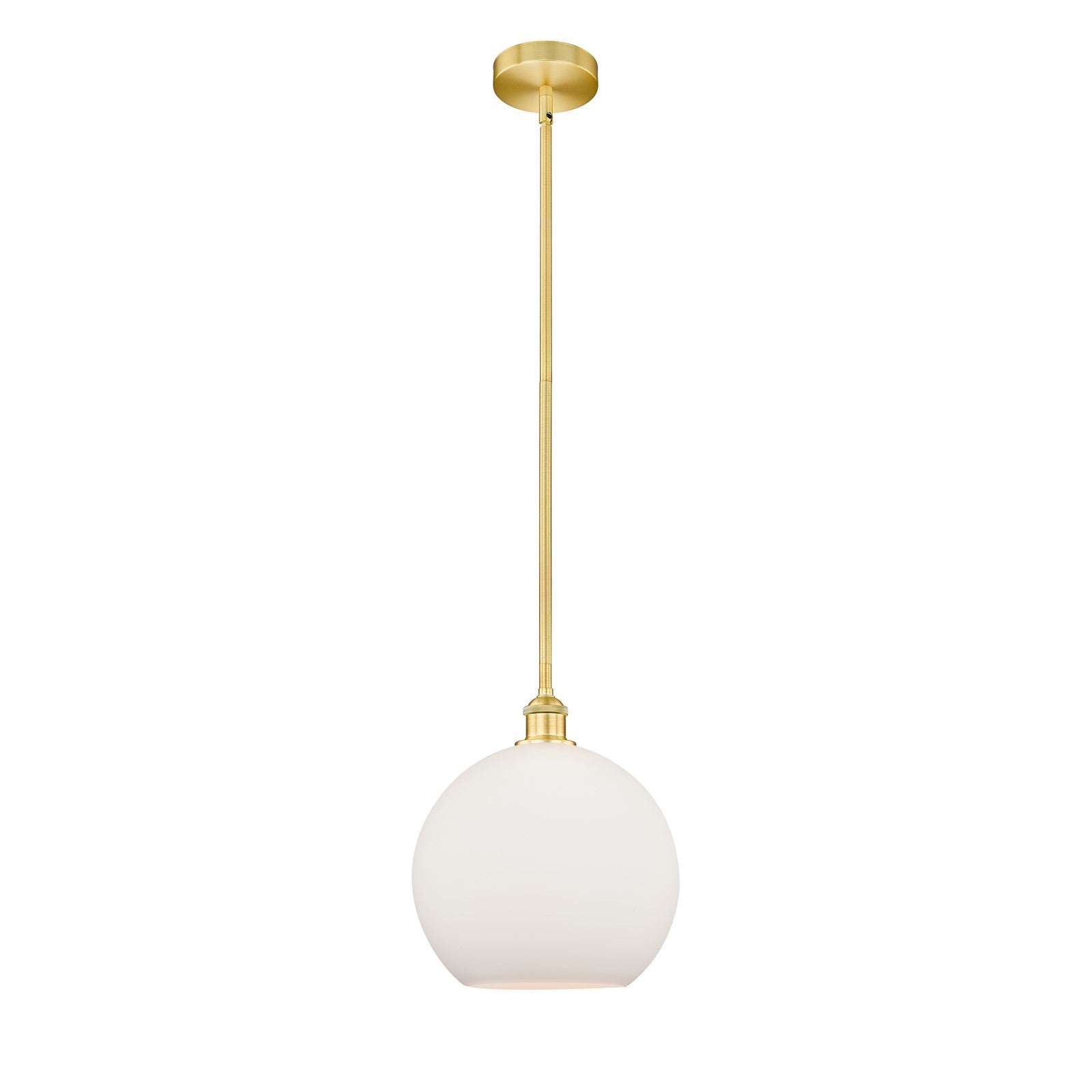 Innovations Athens 12in 1-Light Mini Pendant | Industrial Satin Gold Steel and Matte White Glass | Kitchen Island & Dining | Model 616-1S-SG-G121-12-LED