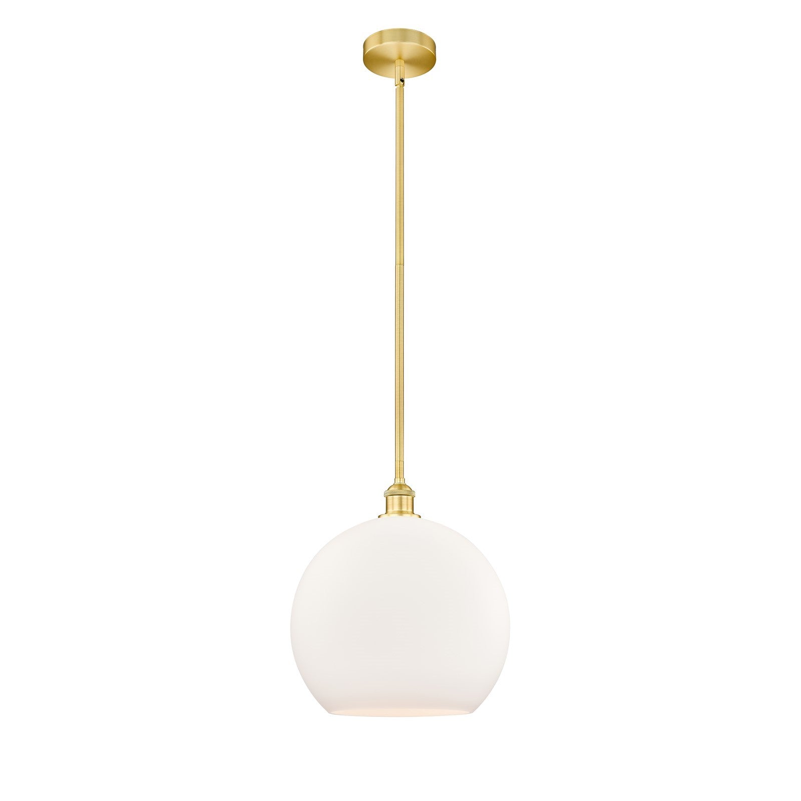Innovations Athens 14in 1-Light Pendant | Industrial Satin Gold Steel and Matte White Glass | Kitchen Island & Dining Room | Model 616-1S-SG-G121-14