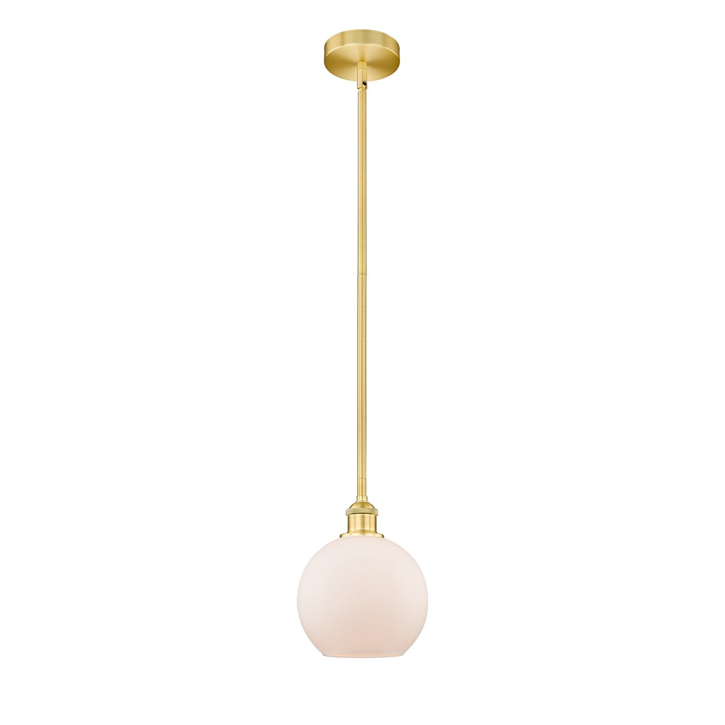 Innovations Athens 8in 1-Light Mini Pendant | Industrial Satin Gold Steel and Matte White Frosted Glass | Kitchen Island & Dining | Model 616-1S-SG-G121-8
