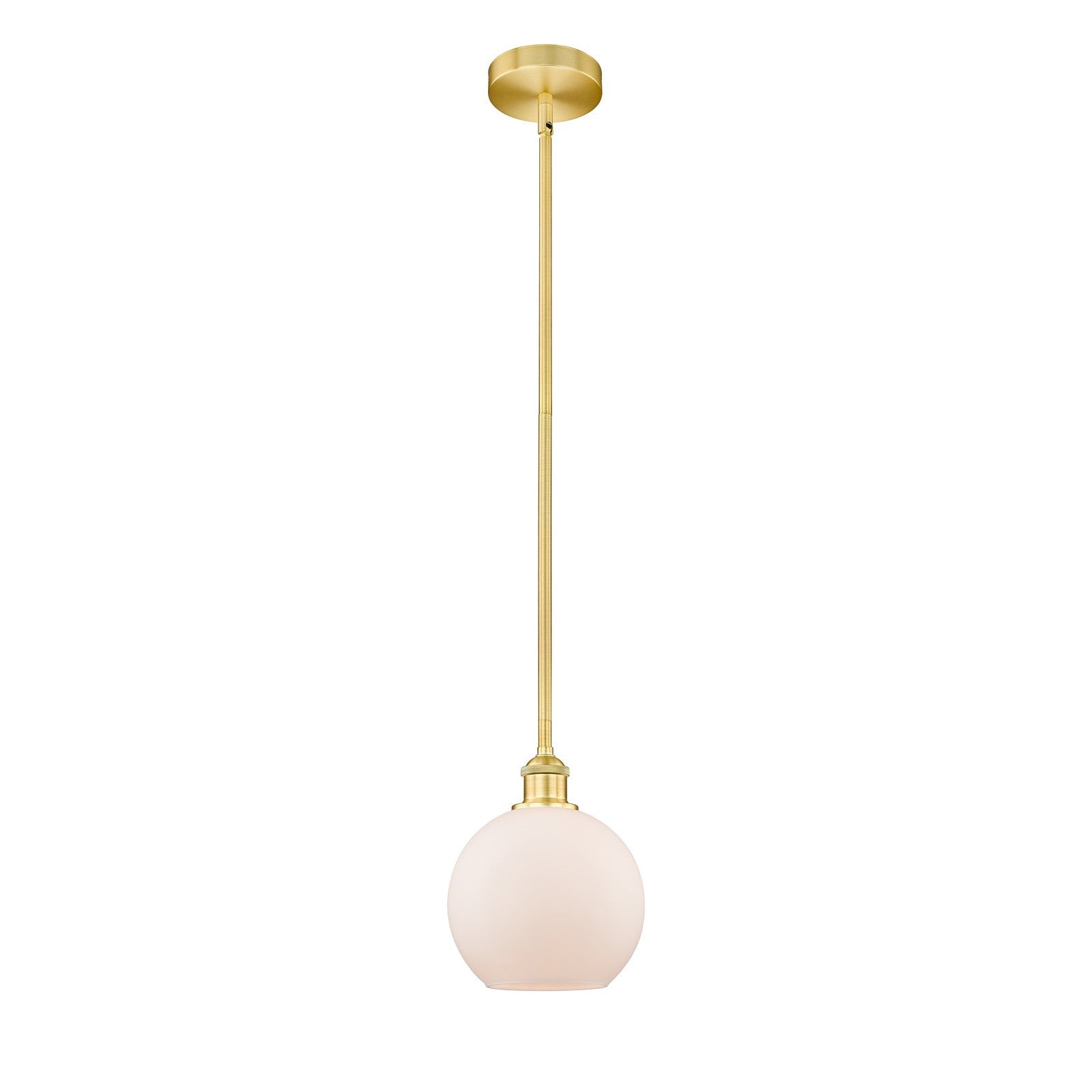 Innovations Athens 8in 1-Light Mini Pendant | Industrial Satin Gold Steel and Matte White Frosted Glass | Kitchen Island & Dining | Model 616-1S-SG-G121-8