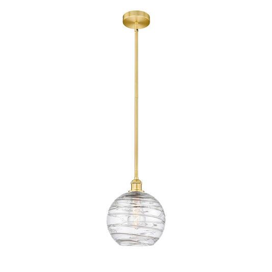 Innovations Athens Deco Swirl 10in 1-Light Mini Pendant | Industrial Satin Gold Steel and Clear Glass | Kitchen Island & | Model 616-1S-SG-G1213-10CL