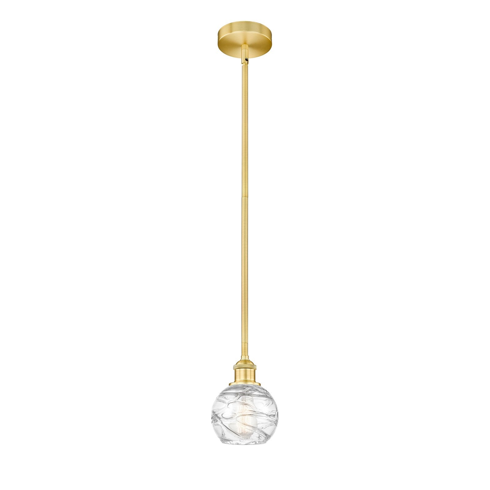 Innovations Athens Deco Swirl 6in 1-Light Mini Pendant | Industrial Satin Gold Steel and Clear Deco Swirl Glass | Kitchen | Model 616-1S-SG-G1213-6CL