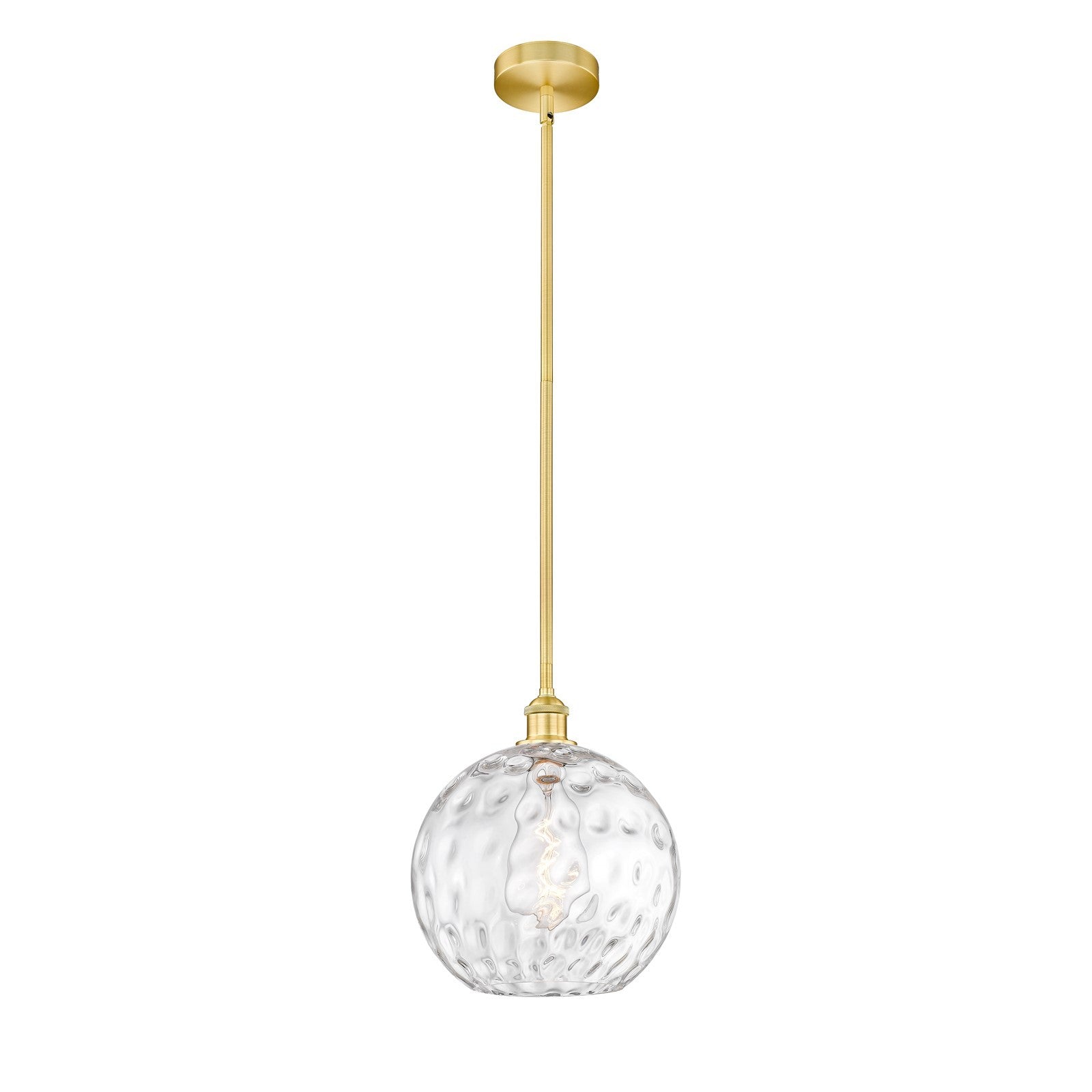 Innovations Athens Water Glass 12in 1-Light Mini Pendant | Industrial Satin Gold Steel and Cast Brass with Clear Glass | Model 616-1S-SG-G1215-12-LED