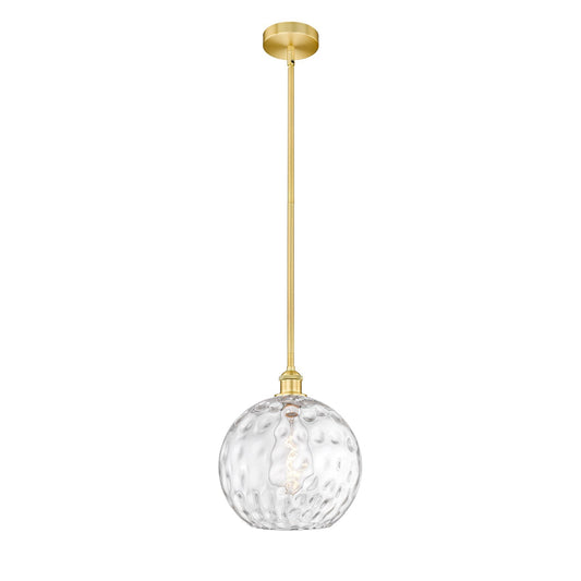 Innovations Athens Water Glass 12in 1-Light Mini Pendant | Industrial Satin Gold Steel and Cast Brass with Clear Glass | Model 616-1S-SG-G1215-12-LED