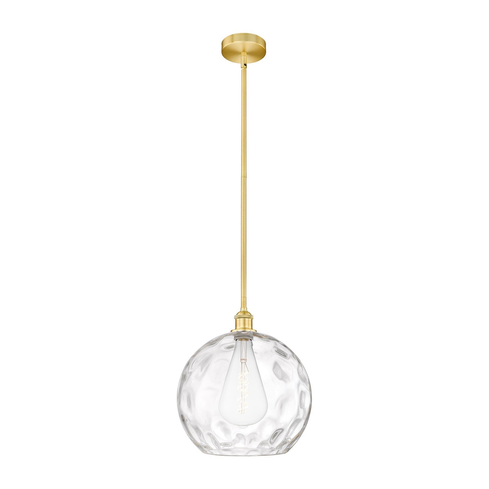 Innovations Athens Water Glass 13in 1-Light Pendant | Industrial Satin Gold Steel and Clear Glass | Kitchen Island & Dining | Model 616-1S-SG-G1215-14