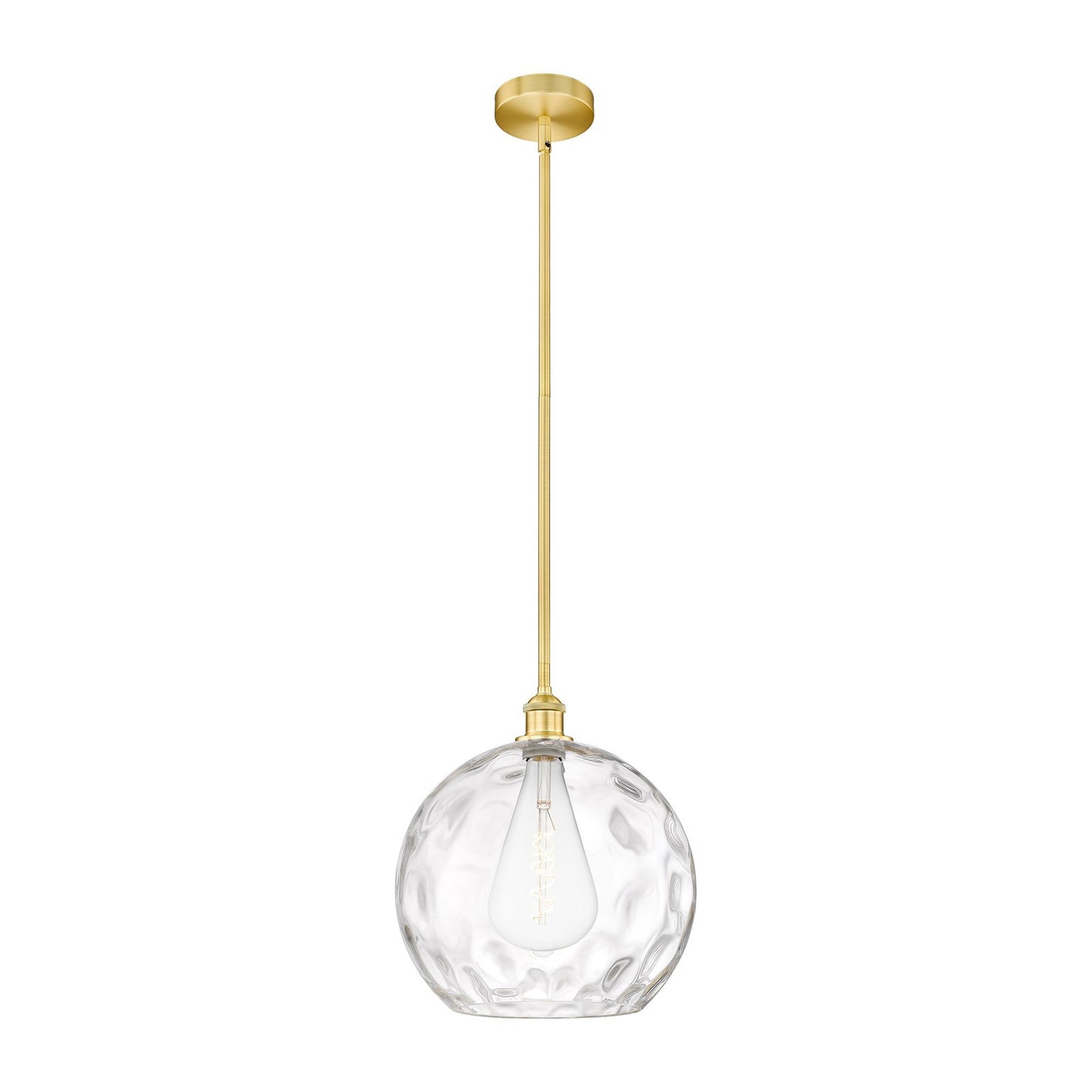 Innovations Athens Water Glass 13in 1-Light Pendant | Industrial Satin Gold Steel and Clear Water Glass | Kitchen Island & | Model 616-1S-SG-G1215-14-LED
