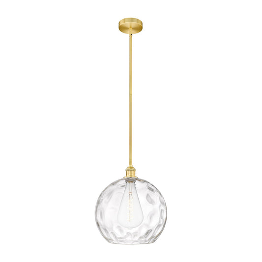 Innovations Athens Water Glass 13in 1-Light Pendant | Industrial Satin Gold Steel and Clear Water Glass | Kitchen Island & | Model 616-1S-SG-G1215-14-LED