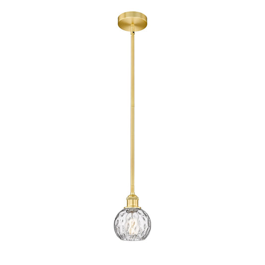 Innovations Athens Water Glass 6in 1-Light Mini Pendant | Industrial Satin Gold Steel and Clear Glass | Kitchen Island & Dining | Model 616-1S-SG-G1215-6