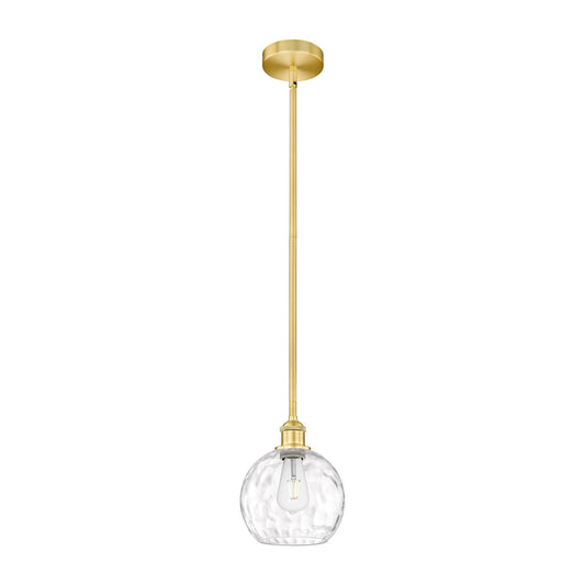 Innovations Athens Water Glass 8in 1-Light Mini Pendant | Industrial Satin Gold Steel and Clear Water Glass | Kitchen Island | Model 616-1S-SG-G1215-8-LED