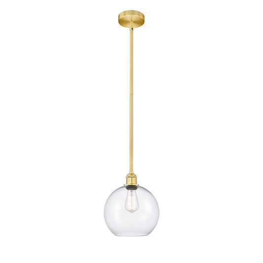 Innovations Athens 10in 1-Light Mini Pendant | Industrial Satin Gold Steel and Clear Glass | Kitchen Island & Dining Room | 10 x | Model 616-1S-SG-G122-10