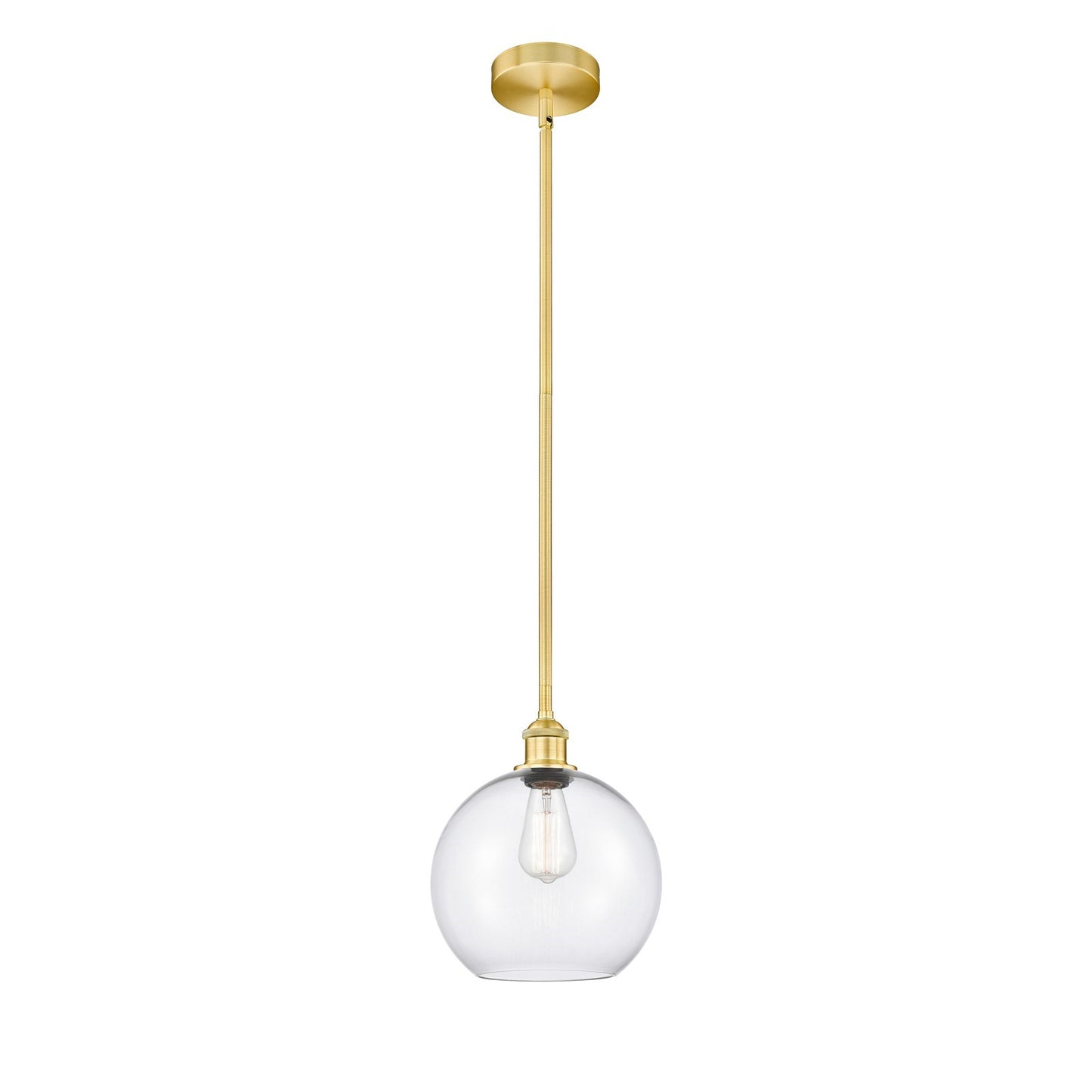 Innovations Athens 10in 1-Light Mini Pendant | Industrial Satin Gold Steel and Clear Glass | Kitchen Island & Dining Room | Model 616-1S-SG-G122-10-LED