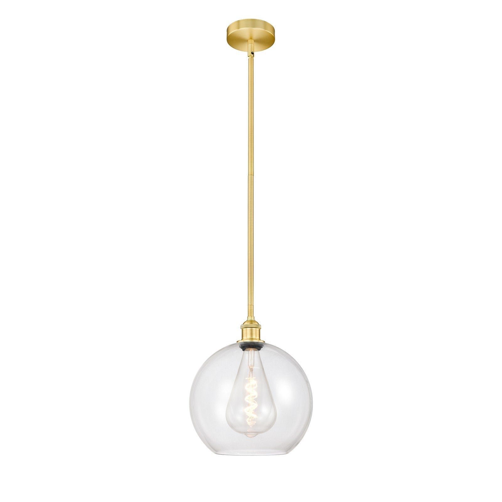 Innovations Athens 12in 1-Light Mini Pendant | Industrial Satin Gold Steel and Clear Glass | Kitchen Island & Dining Room | Model 616-1S-SG-G122-12