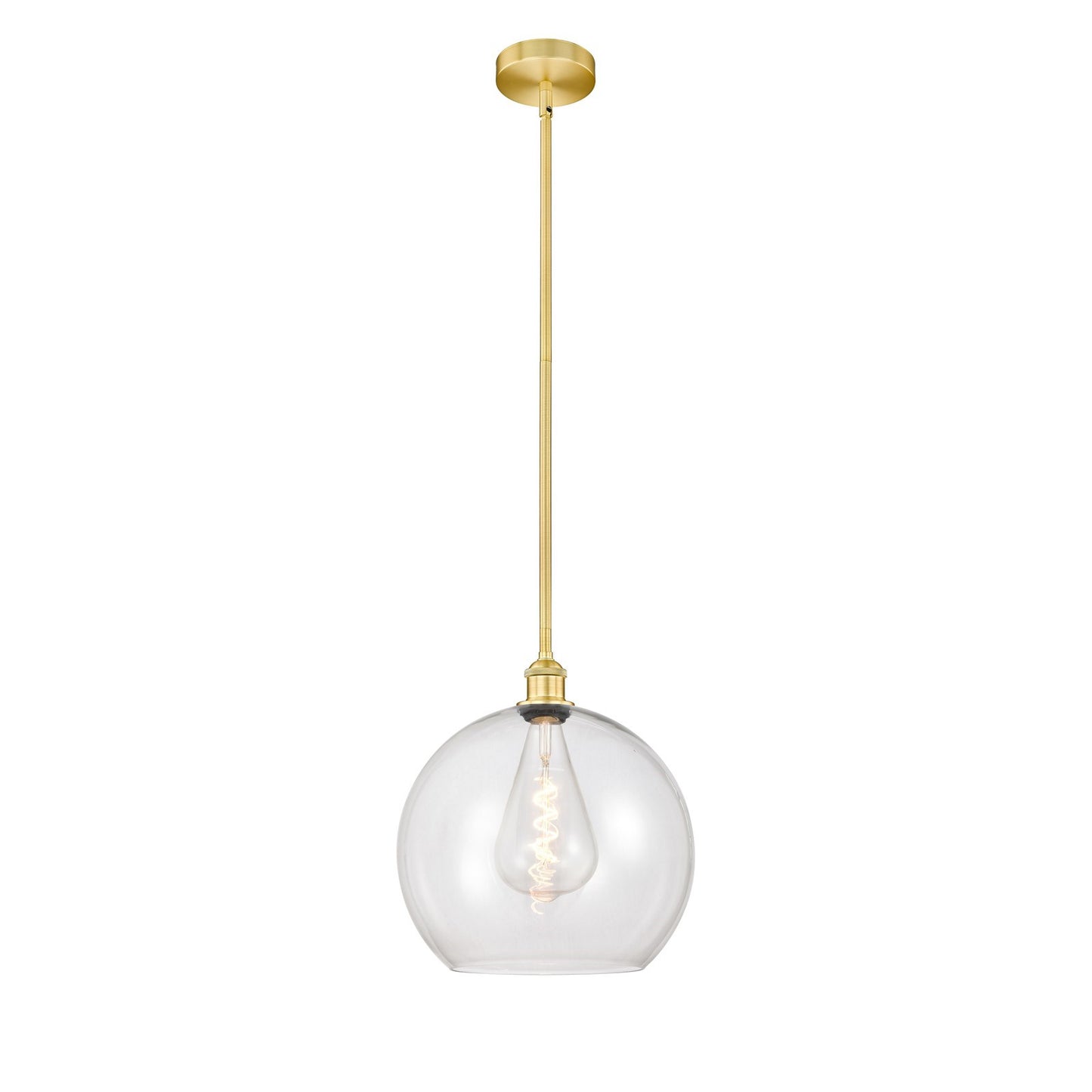 Innovations Athens 1-Light 14in Pendant | Industrial Satin Gold Steel and Clear Glass | Kitchen Island & Dining Room | 13.75 x | Model 616-1S-SG-G122-14