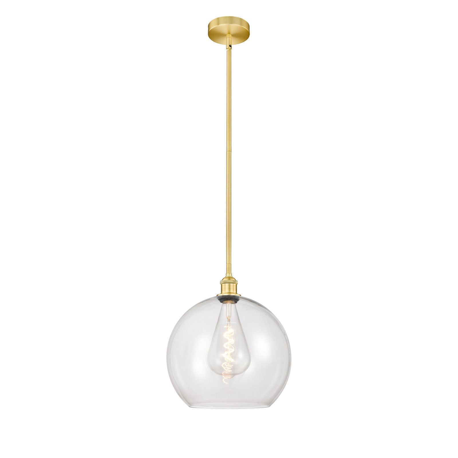 Innovations Athens 14in 1-Light Pendant | Industrial Satin Gold Steel and Clear Glass | Kitchen Island & Dining Room | 13.75 | Model 616-1S-SG-G122-14-LED