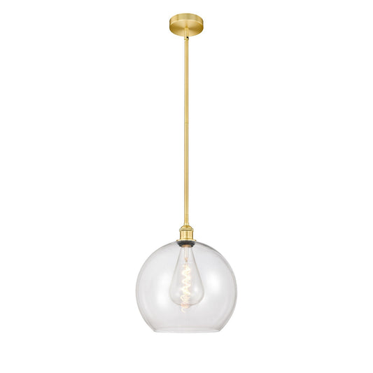 Innovations Athens 14in 1-Light Pendant | Industrial Satin Gold Steel and Clear Glass | Kitchen Island & Dining Room | 13.75 | Model 616-1S-SG-G122-14-LED