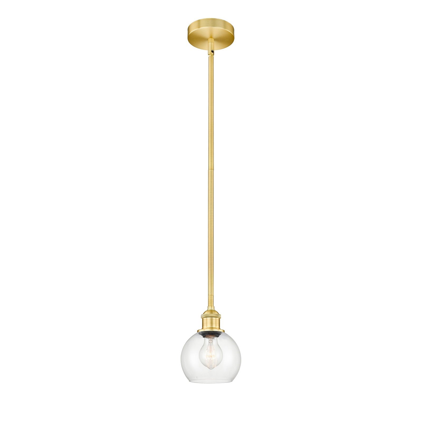 Innovations Athens 6in 1-Light Mini Pendant | Industrial Satin Gold Steel and Clear Glass | Kitchen Island & Dining Room | 5.88 x | Model 616-1S-SG-G122-6