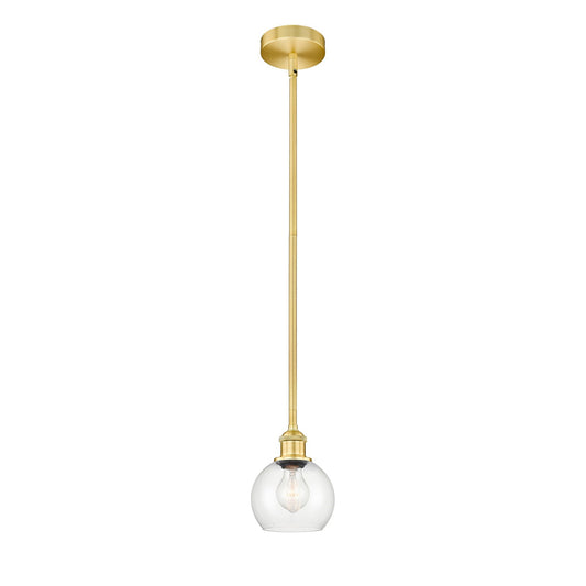 Innovations Athens 6in 1-Light Mini Pendant | Industrial Satin Gold Steel and Clear Glass | Kitchen Island & Dining Room | 5.88 x | Model 616-1S-SG-G122-6