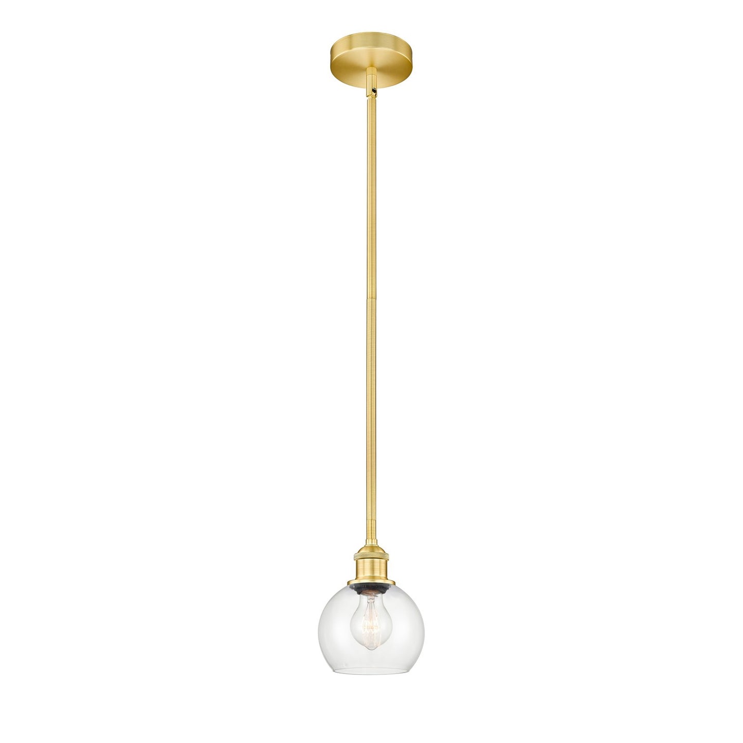 Innovations Athens 6in 1-Light Mini Pendant | Industrial Satin Gold Steel and Clear Glass | Kitchen Island & Dining Room | 5.88 x | Model 616-1S-SG-G122-6