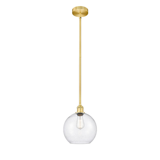 Innovations Athens 10in 1-Light Mini Pendant | Industrial Satin Gold Steel and Seedy Glass | Kitchen Island & Dining Room | Model 616-1S-SG-G124-10
