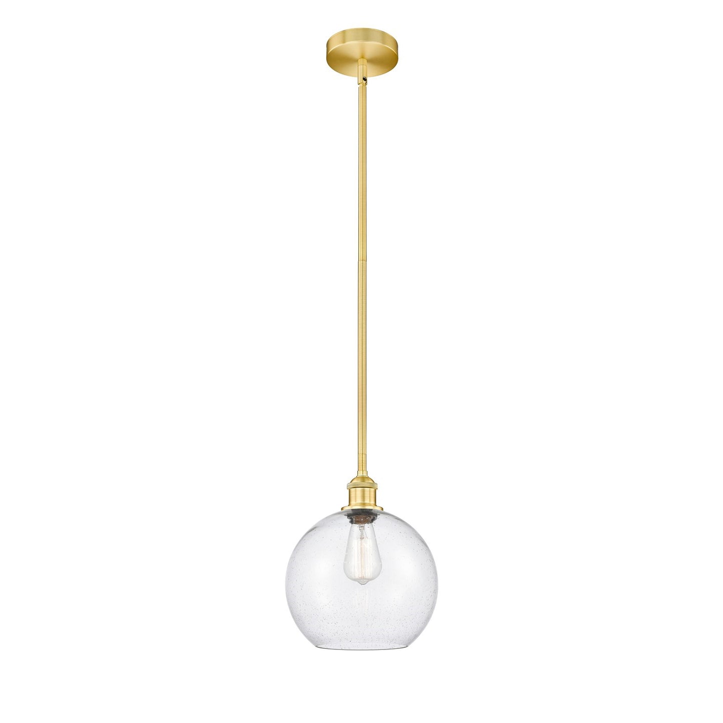 Innovations Athens 10in 1-Light Mini Pendant | Industrial Satin Gold Steel and Seedy Glass | Kitchen Island & Dining Room | Model 616-1S-SG-G124-10-LED