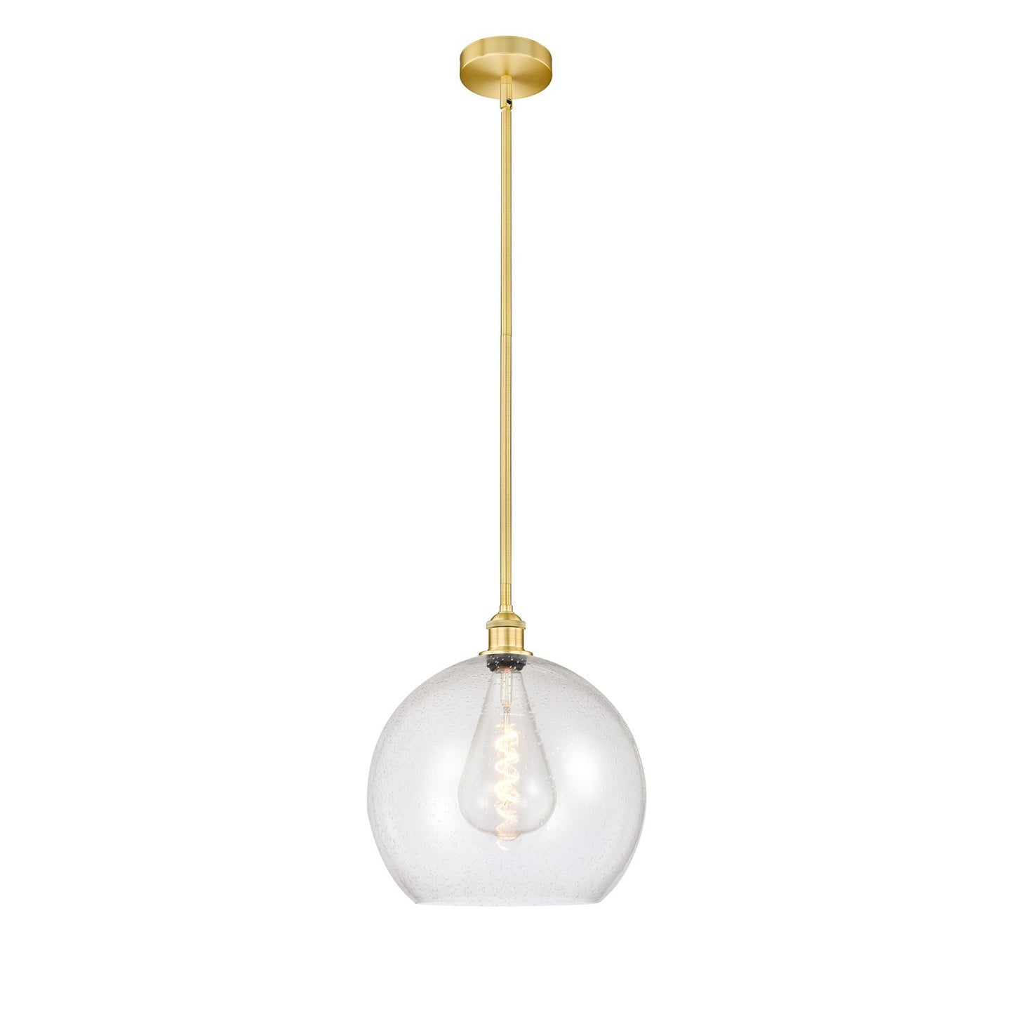 Innovations Athens 14in 1-Light Pendant | Industrial Satin Gold Steel and Seedy Glass | Kitchen Island & Dining Room | 13.75 x | Model 616-1S-SG-G124-14