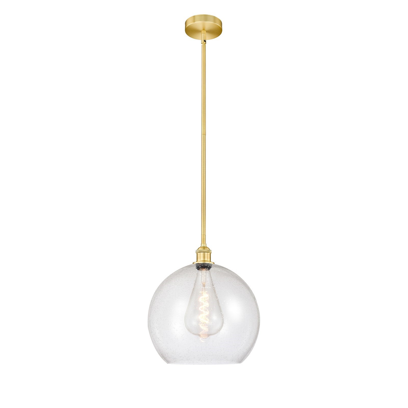 Innovations Athens 14in 1-Light Pendant | Industrial Satin Gold Steel and Seedy Glass | Kitchen Island & Dining Room | 13.75 x | Model 616-1S-SG-G124-14