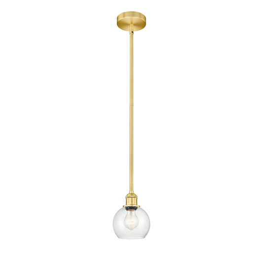 Innovations Athens 6in 1-Light Mini Pendant | Industrial Satin Gold Steel and Seedy Glass | Kitchen Island & Dining Room | 5.88 x | Model 616-1S-SG-G124-6
